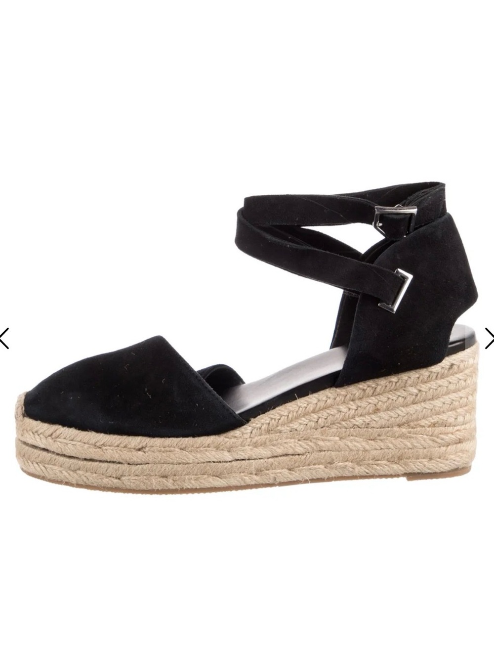 rag & bone Black Espadrille Wedge Sandals with Ankle Wrap